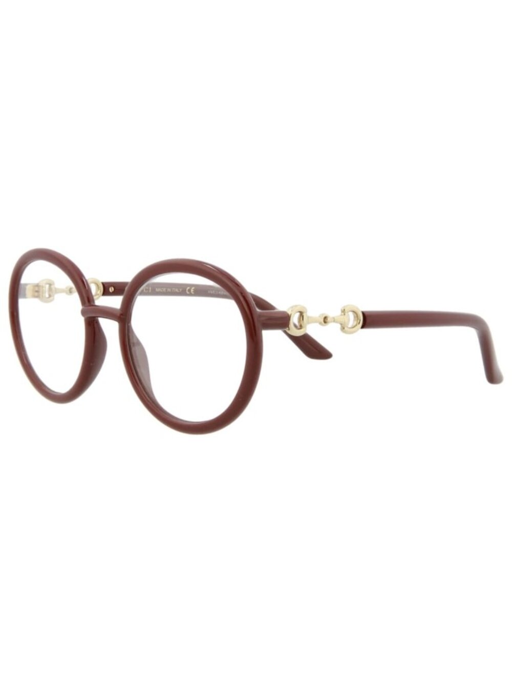 New Gucci Women's Eyeglasses Round Oval Injection Frame Red Red Transparent